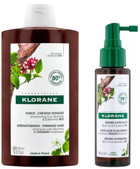 Klorane Champú Fortalecedor 400 ml + Sérum Anticaída 100 ml