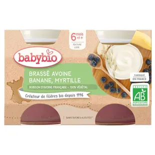 Babybio Desserts Vegetali Avena Banana Mirtillo +6m Bio 2 x 130g