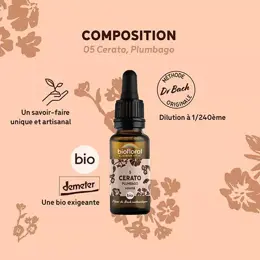 Biofloral Fleur De Bach 05 Cerato Plumbago Compte Gouttes Bio Demeter 20 ml