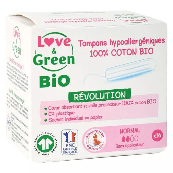 Love & Green Higiene Femenina Tampón Normal Hipoalergénico Orgánico 16 unidades