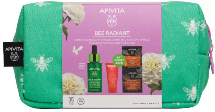 Apivita Bee Radiant Serum 30 ml + Bee Sun Safe SPF50 15 ml + Orangen-Gesichtsmaske 2x8 ml