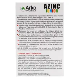 Arkopharma Azinc Vitalité Junior Goût Fraise 30 comprimés