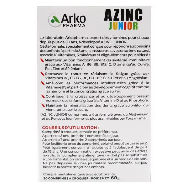 Azinc vitalidad Junior sabor fresa 30 tabletas