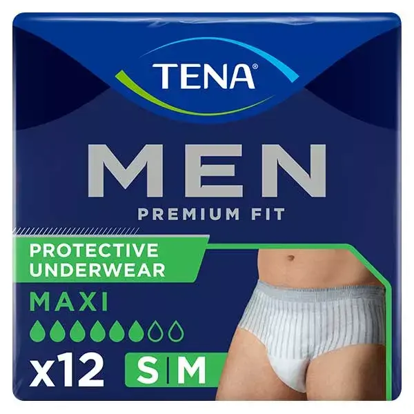 TENA Men Premium Fit Sous-Vêtement de Protection Niveau 4 Taille M 12 unités