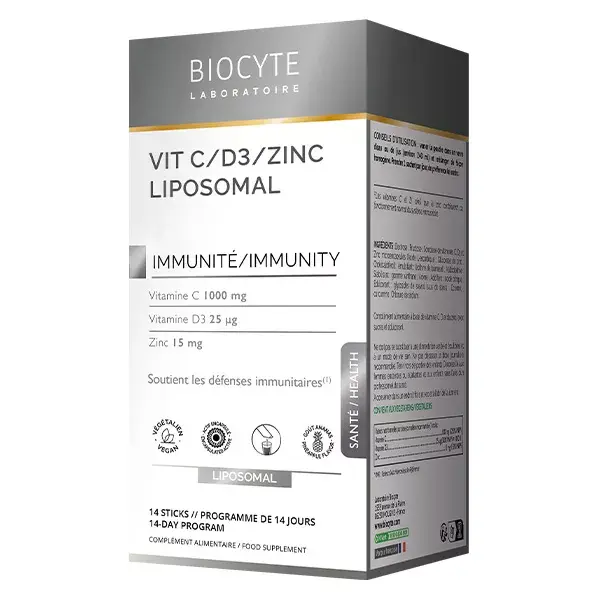 BIOCYTE VITAMINE C D3 ZINC 14 STICKS