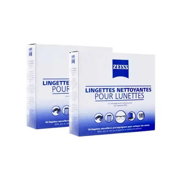 Zeiss Lingettes Nettoyantes pour Lunettes Lot de 2 x 30 lingettes
