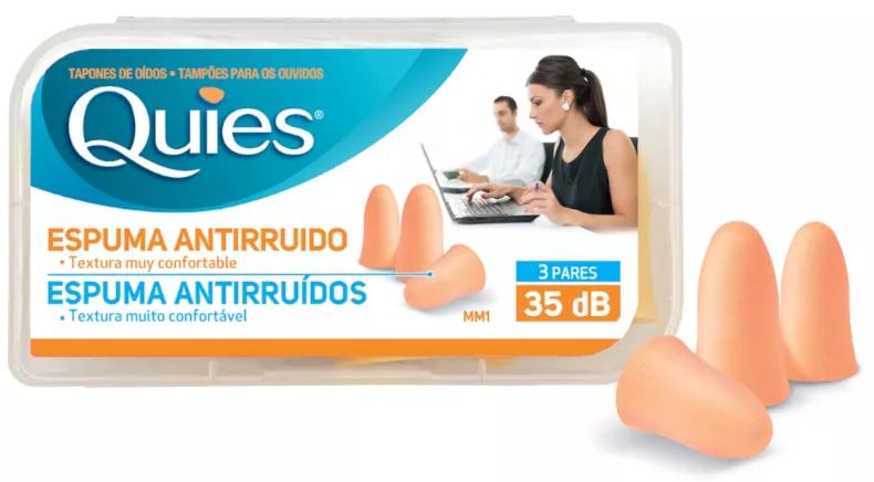 Quies Tampões goma Esponja 35Db Cor Carne 3 Pares