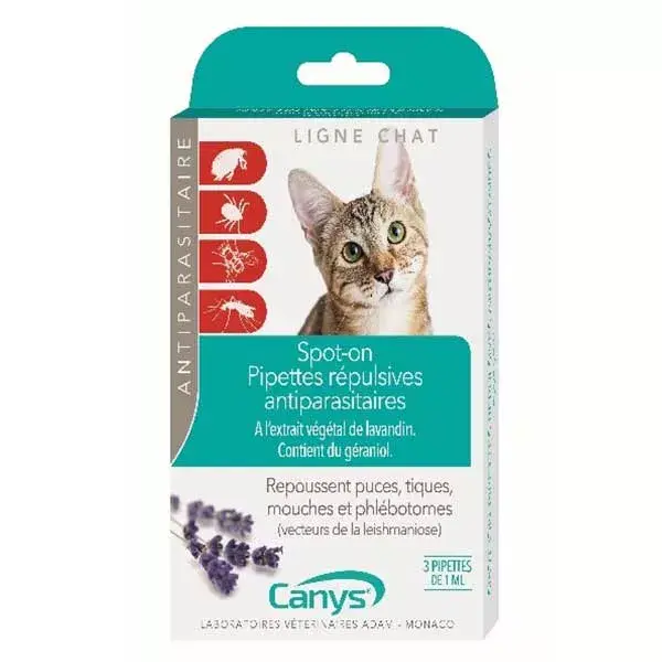 Canys Ligne Chat Spot-On Pipettes Répulsives Antiparasitaires 3 x 0,9ml