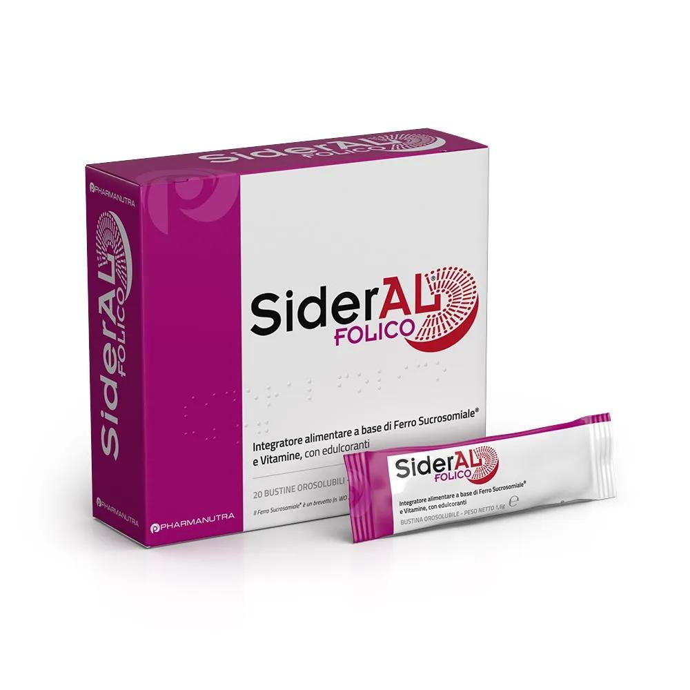 SiderAL Folico 30mg Integratore di Ferro e Vitamine 20 Stick pack