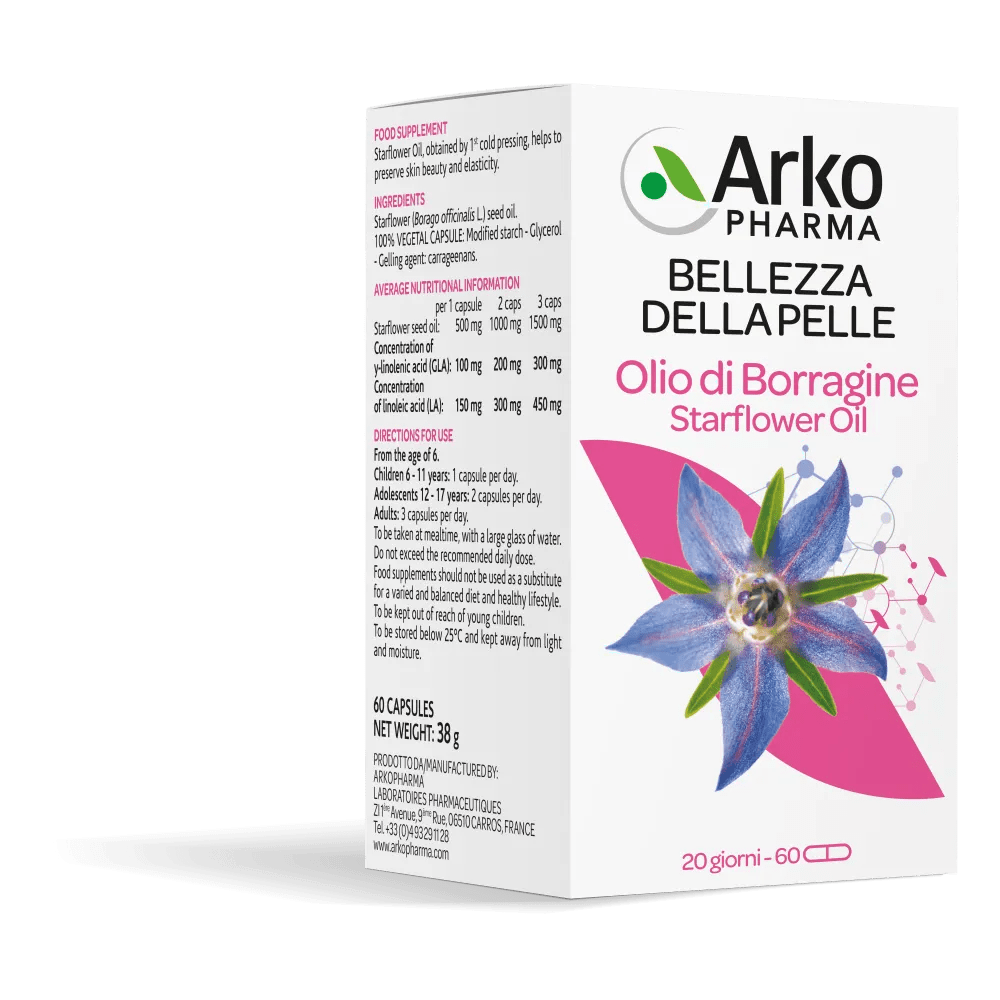 Arkocapsule Olio di Borragine Bio Integratore per la Pelle 60 Capsule