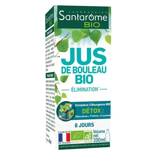 Santarome Bio - Jus de Bouleau Bio - Draine & Détoxifie - 200ml
