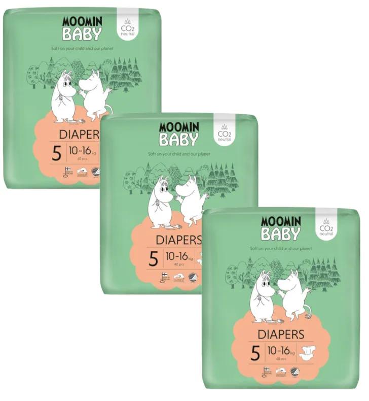 Moomin Baby Diapers Size 5 (10-16 Kg) 3x40 pcs