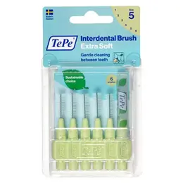 TePe Brossette Interdentaire Extra Souple Eco-Responsable Vert Pastel ISO 5 / 0.8mm 6 brossettes