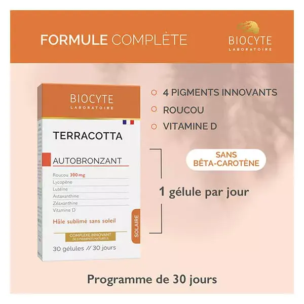 Biocyte Terracotta Solaire Autobronzant Hâle Sublimé Sans Soleil 30 gélules