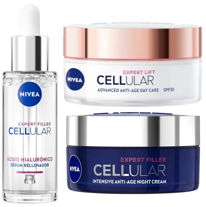 Nivea Hyaluron Cellular Filler Creme LSF 30 50 ml + Nachtcreme 50 ml + Serum 30 ml