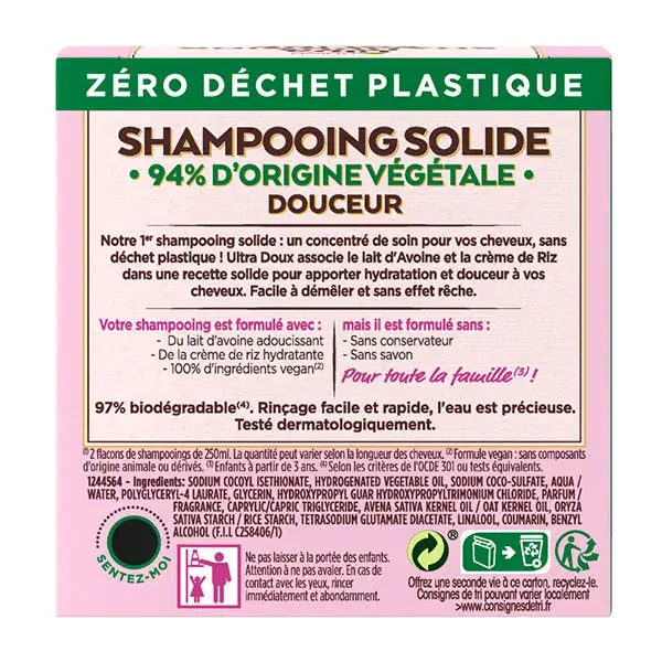 Garnier Ultra Doux Shampoing Solide Douceur Délicatesse d'Avoine 60g