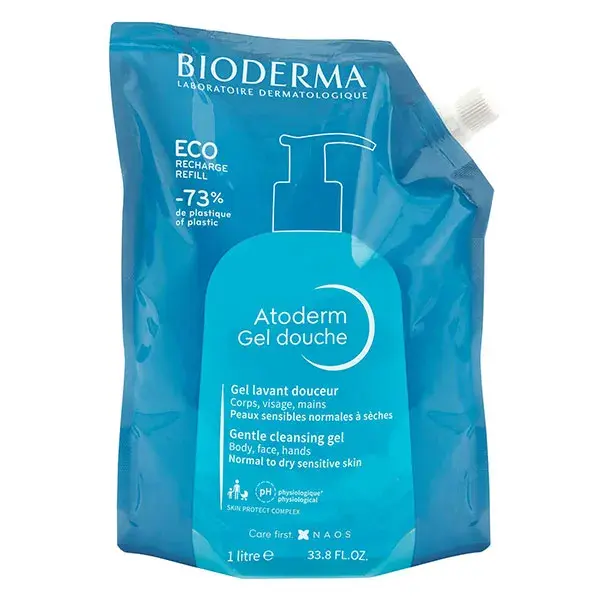 Bioderma Atoderm Gel Doccia Senza Saponi Pelli Secche Famiglia Eco-Ricarica 1L