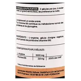 Nat & Form L-Arginine + Vitamine B6 métabolisme des protéines et du glycogene 60 gélules