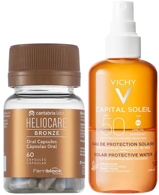 Heliocare Bronze 60 capsules + Vichy Capital Soleil Luminosity Water SPF 50 200 ml