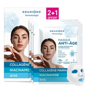 Maschera al collagene marino Granions Anti-età Niacinamide, AHA, Anti-rughe 2+1 gratis