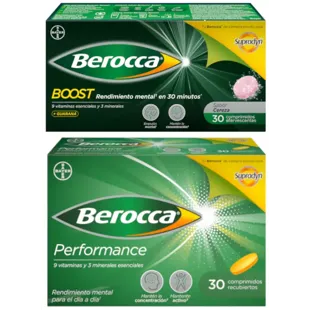Berocca Performance Vitamines et Performance 30 Comprimés + Boost 30 Comprimés FORMAT ÉCONOMIQUE