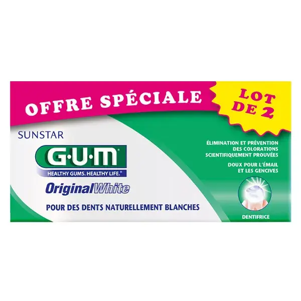 Gum Dentifrice Original White Blancheur Lot de 2 x 75ml