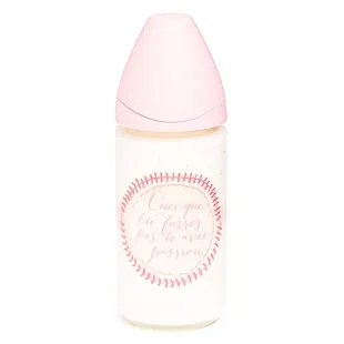 Suavinex Biberon in Vetro  Meaningful Life Rosa Rivestimento in Silicone 240ml