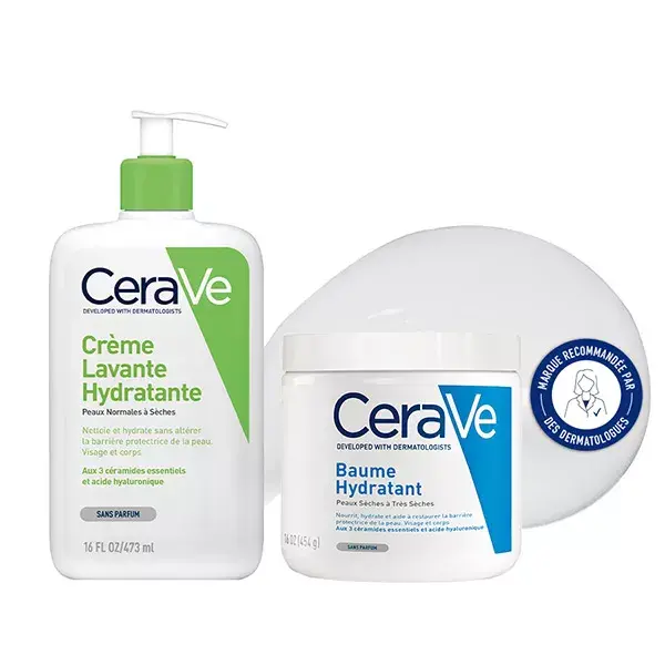 Cerave Routine Peaux à Tendance Atopique Crème Lavante Hydratante 473ml & Baume Hydratant 454g