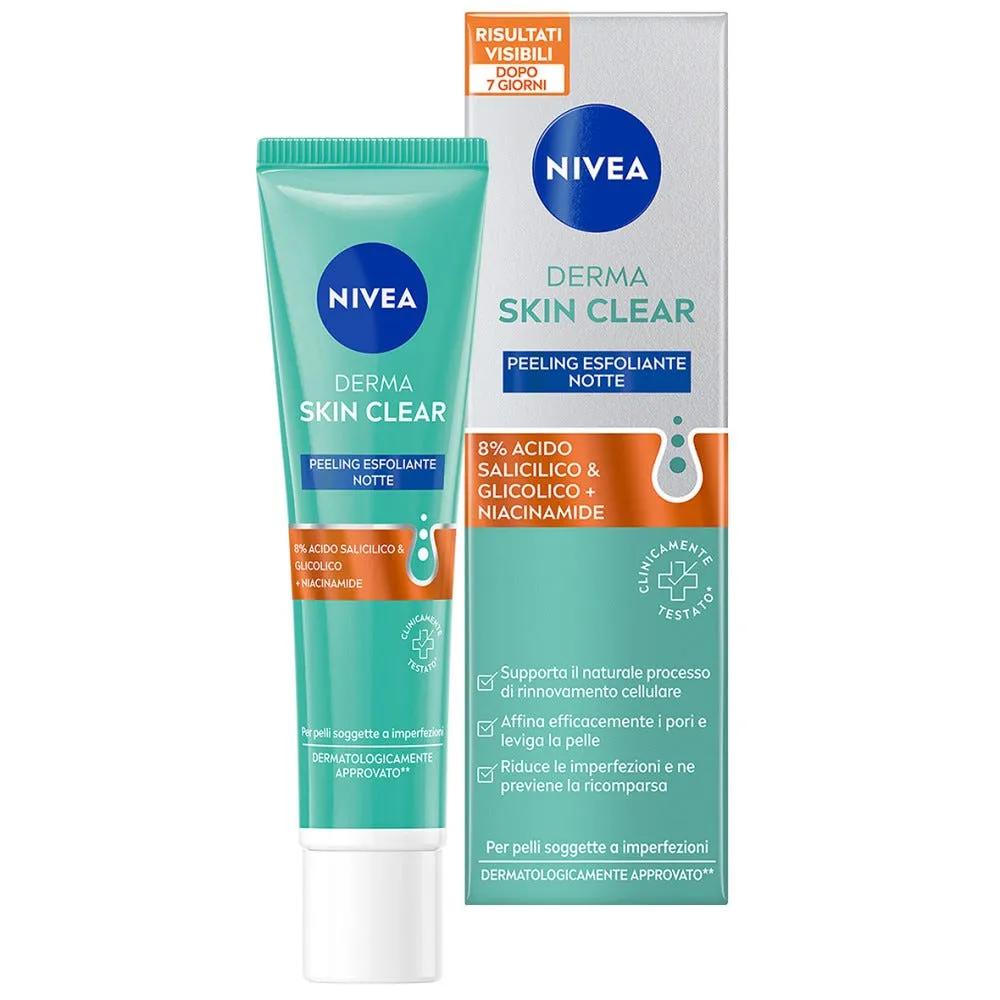 Nivea Derma Skin Clear Peeling Esfoliante Notte Viso Anti Imperfezioni e Cura Della Pelle 40 ml