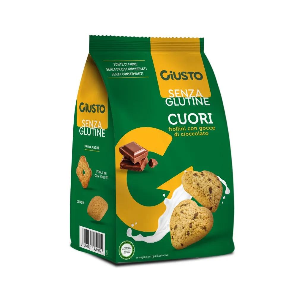 Giusto Senza Glutine Cuori Frollini Con Gocce di Cioccolato 200 g