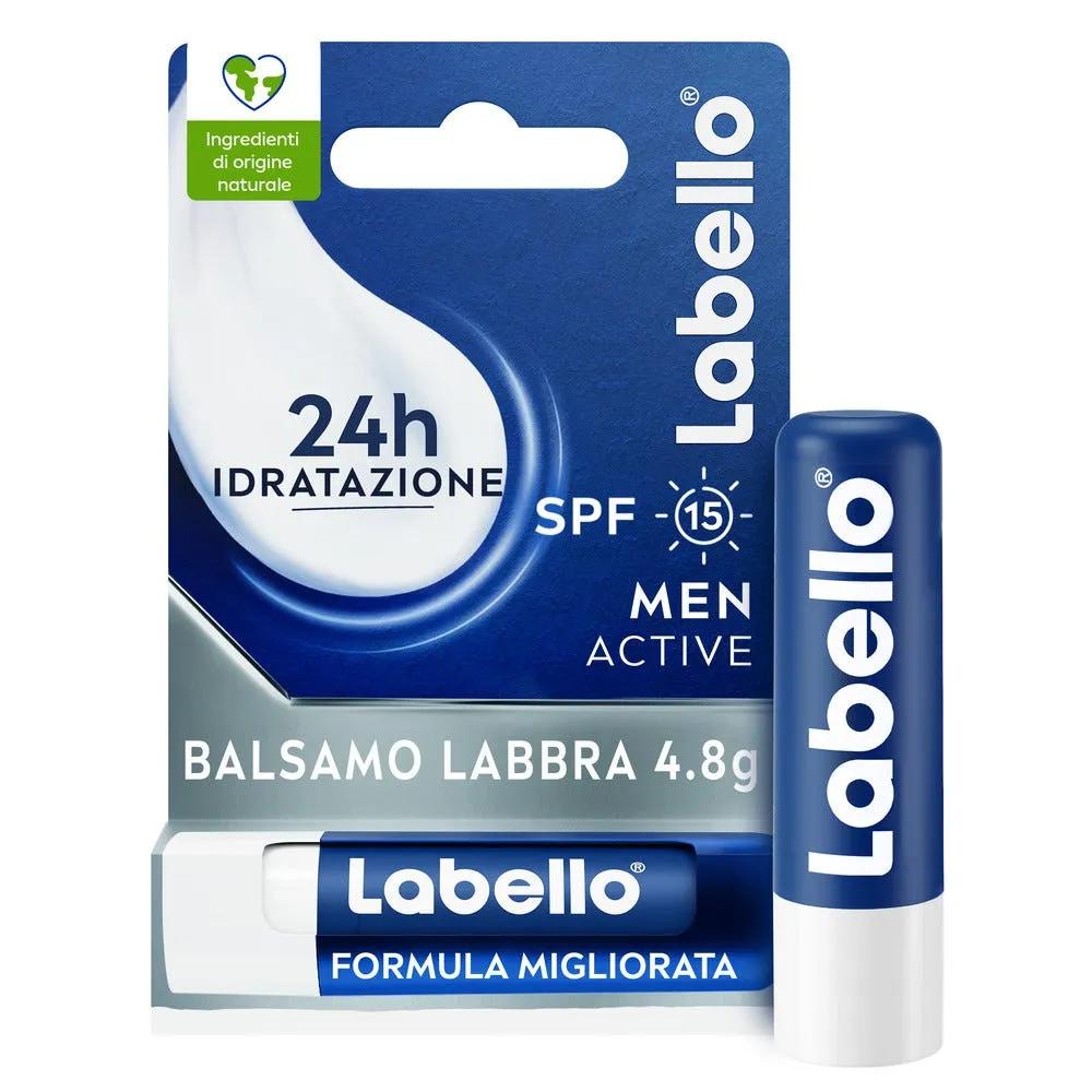 Labello Active For Men Burrocacao Labbra Idratante e Protettivo Con SPF15 Con Burro di Karité 4.8 g