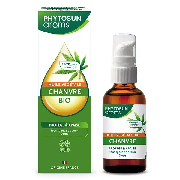 Phytosun Arôms Huile Végétale de Chanvre Bio Corps 100% Pure et Vierge 50mL