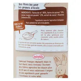 Babybio 5 Céréales Cacao Riz, Blé, Avoine, Seigle, Quinoa +8m Bio 220g