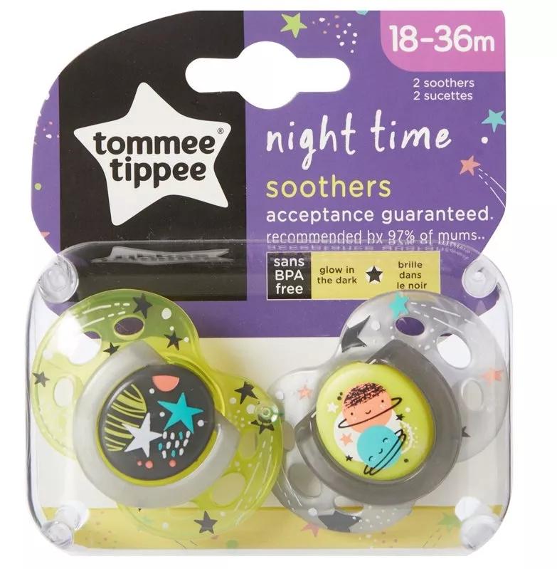 Tommee Tippee Chupetas Night Time Silicone 18-36M 2Uds Verde e Cinza