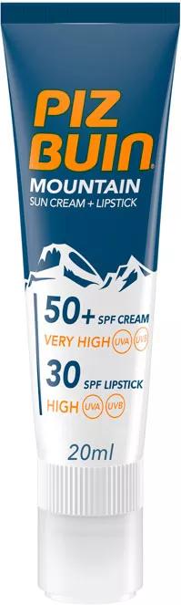 Piz Buin Mountain Crema Solare Viso SPF50 + Balsamo Labbra SPF30