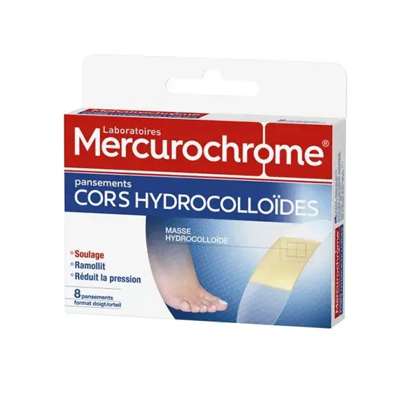 Caja de vendajes de callos Mercurochrome hidrocoloides de 8