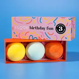 I LOVE Birthday Fun Coffret 3 Bombes de Bain