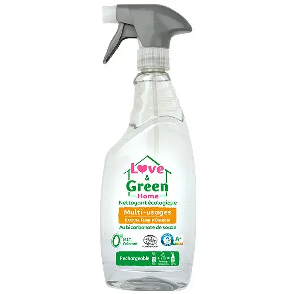 Love & Green Home Nettoyant Multi-Usages au Bicarbonate de Soude Fleur d'Oranger 750ml