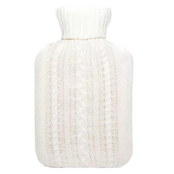 Bolsa de agua caliente Cassandra de punto color crema (1,8 l)