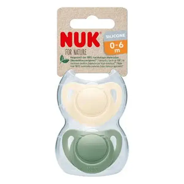 Nuk 2 Sucettes Nuk For Nature Silicone 0-6m Eucalyptus