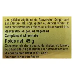 Solgar Resveratrol 60 gélules végétales