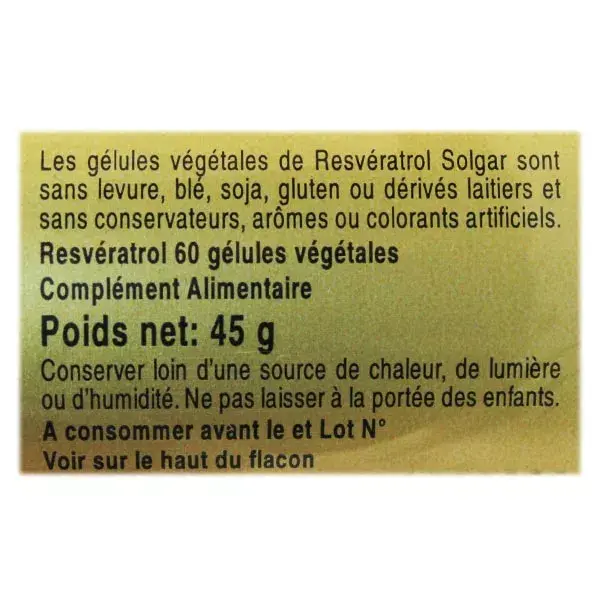 Solgar Resveratrol 60 capsulas vegetales
