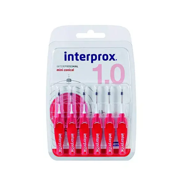 Interprox Cepillos Mini Cónicos Rojo 6 unidades
