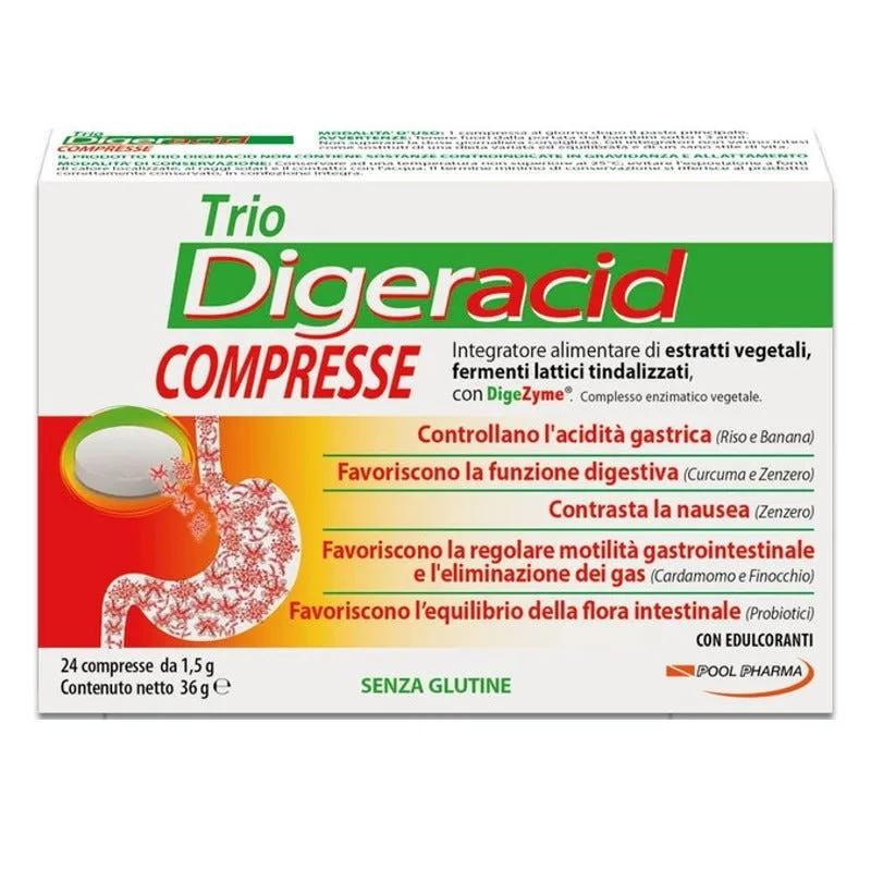 Trio Digeracid Integratore Bruciore e Acidità 24 Compresse