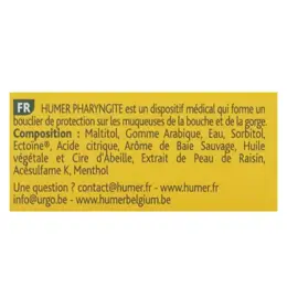 Humer Mal de Gorge Aigu Pharyngite Fruits Rouge dès 6 ans 20 pastilles