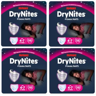Huggies DryNites Pañales de Noche Niña Talla 4-7 (17-30 Kg) 4x10 Uds