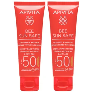 Apivita Bee Sun Safe Anti-Aging and Anti-Stain Color Cream SPF 50 2x50 ml