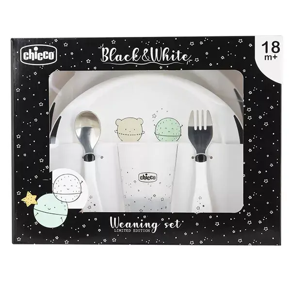 Chicco Mealtime Set Black & White +18m Planets
