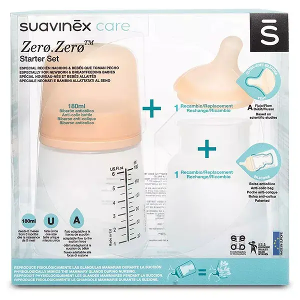 Suavinex Care Zero Zero Starter Kit Flujo Adaptable 180ml