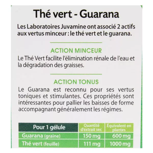Juvamine Brûle Graisse Thé Vert Guarana 30 gélules